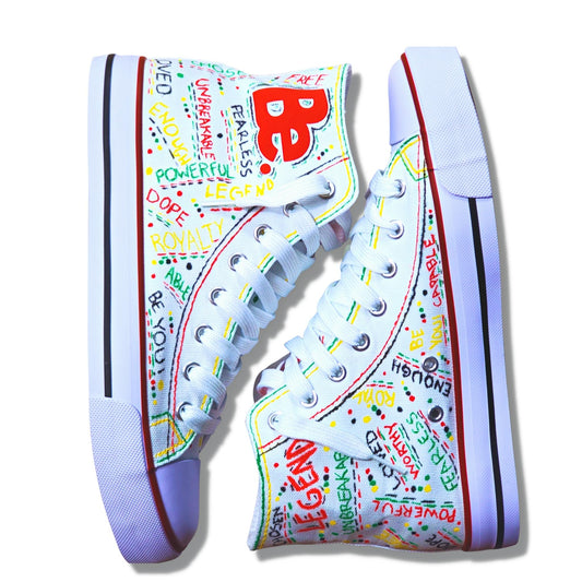 BE. CUSTOMIZED CANVAS SNEAKERS - Womens White Multicolored