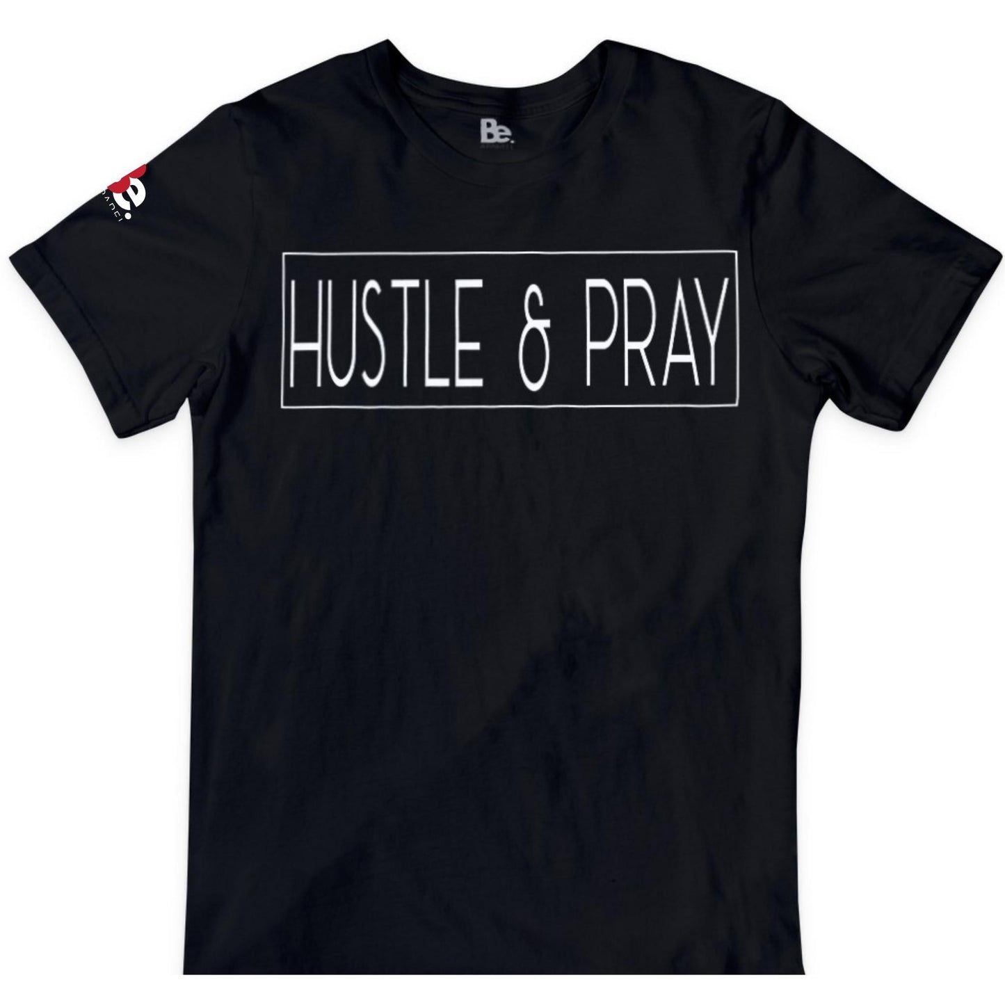 HUSTLE & PRAY - Black Tee White Print