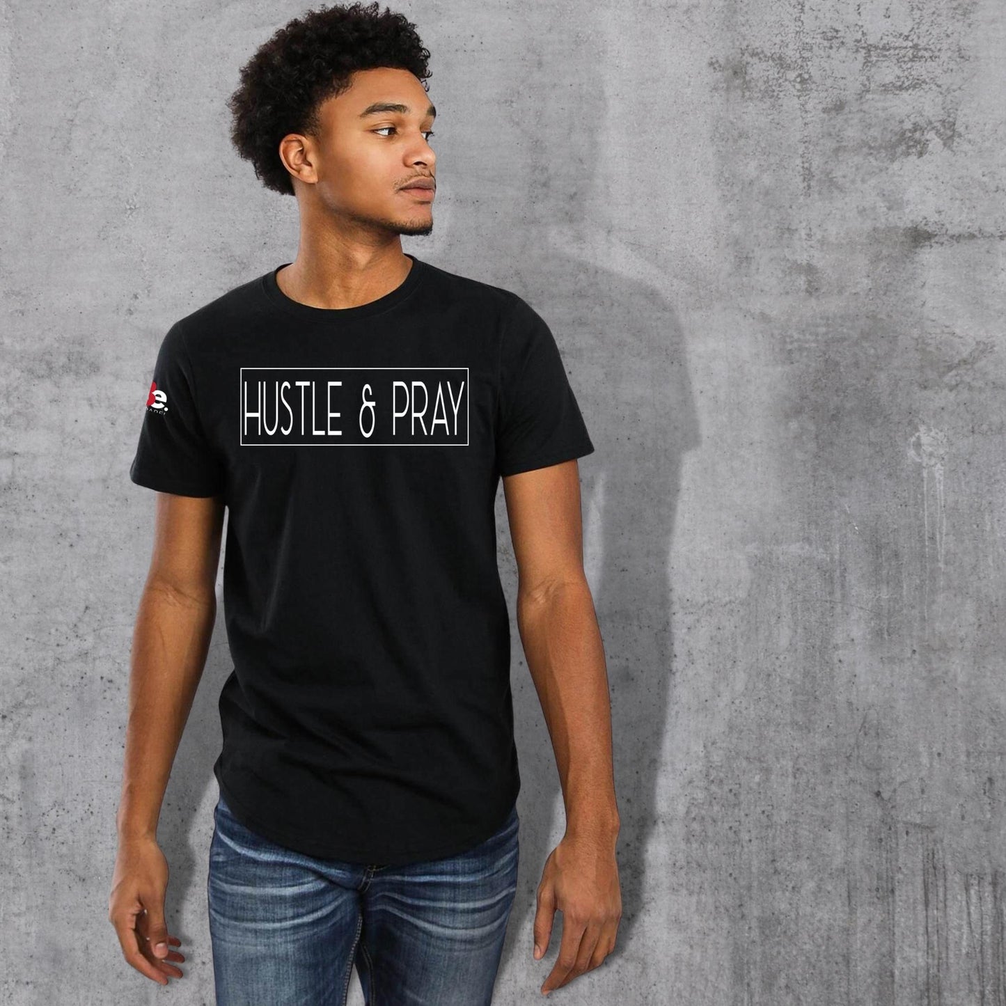 HUSTLE & PRAY - Black Tee White Print