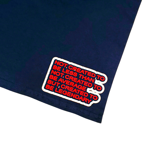 LEGENDARY MANTRA TEE - PUFF Print Red & White On Navy Tee