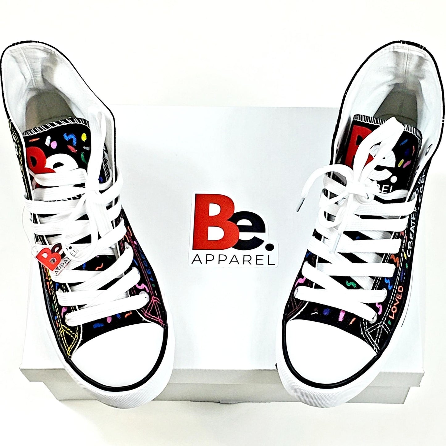 BE. CUSTOMIZED CANVAS SNEAKERS - Womens Black Multicolored