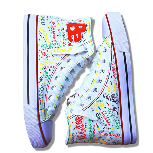 BE. CUSTOMIZED CANVAS SNEAKERS - Mens White Multicolored