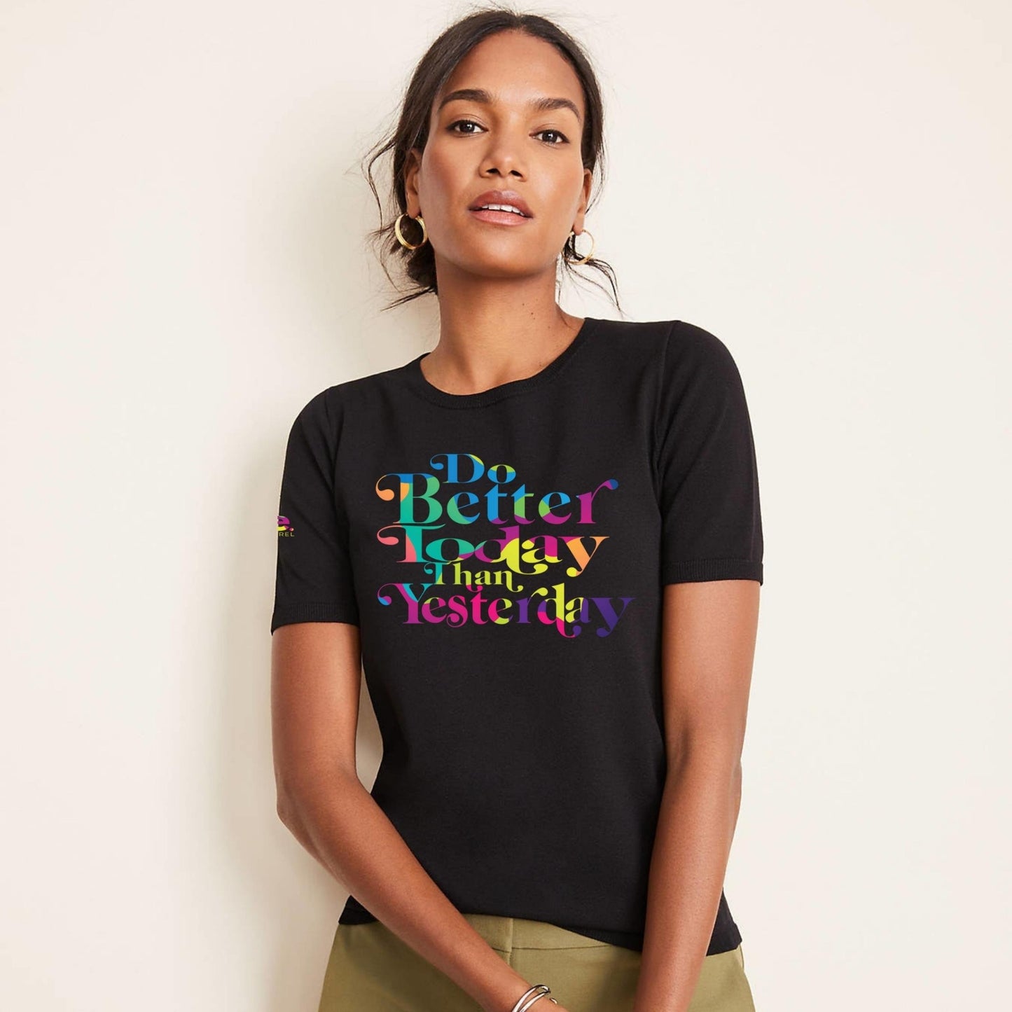 DO BETTER TODAY THAN YESTERDAY - Multicolored Black Tee