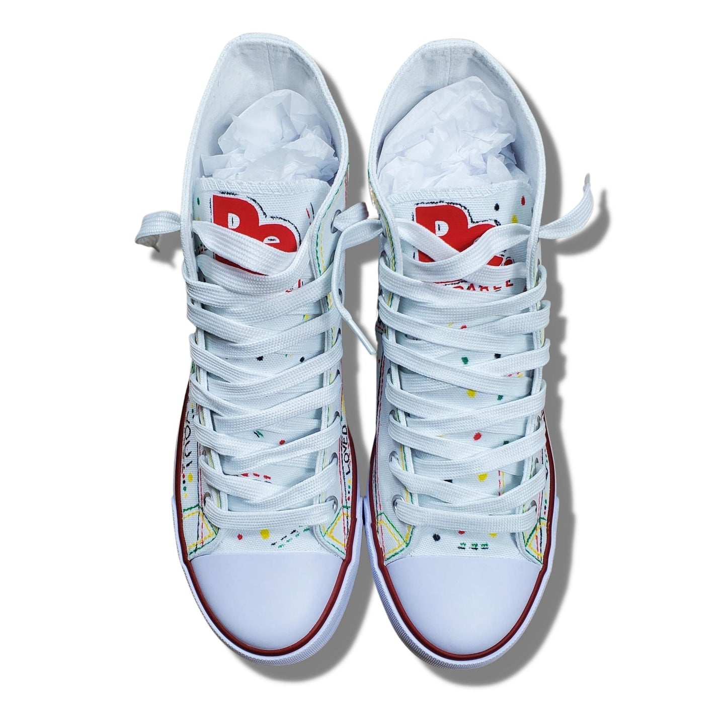 BE. CUSTOMIZED CANVAS SNEAKERS - Womens White Multicolored