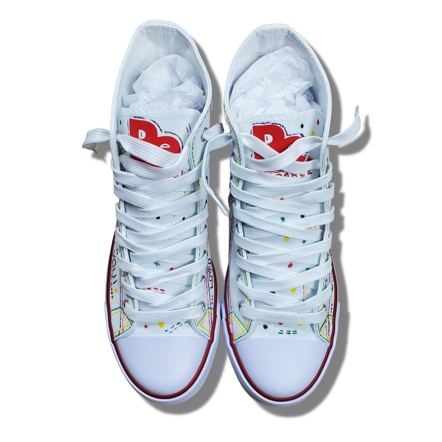 BE. CUSTOMIZED CANVAS SNEAKERS - Mens White Multicolored