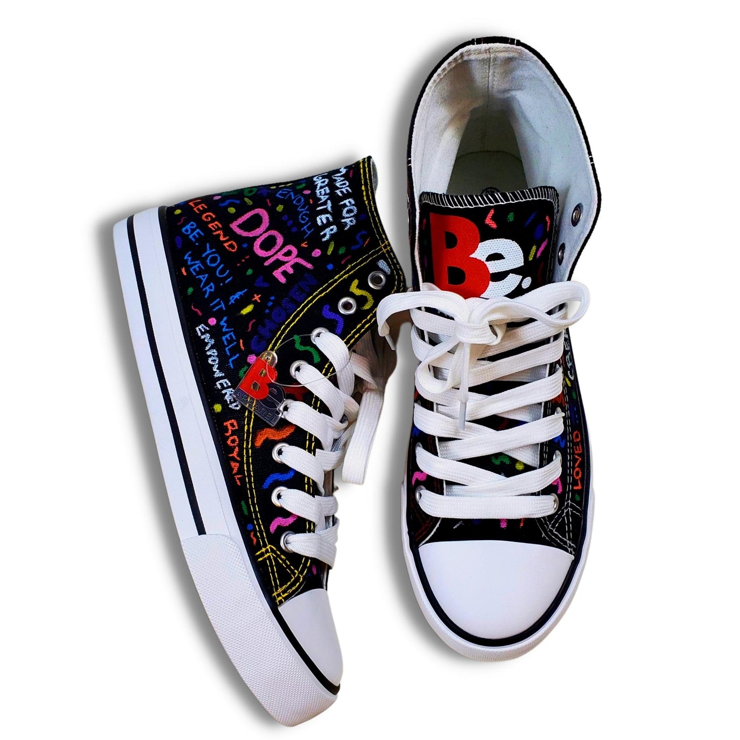 BE. CUSTOMIZED CANVAS SNEAKERS - Womens Black Multicolored