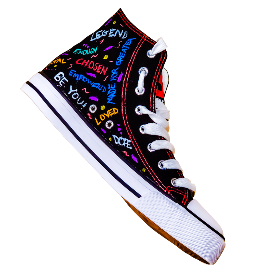 BE. CUSTOMIZED CANVAS SNEAKERS - Womens Black Multicolored