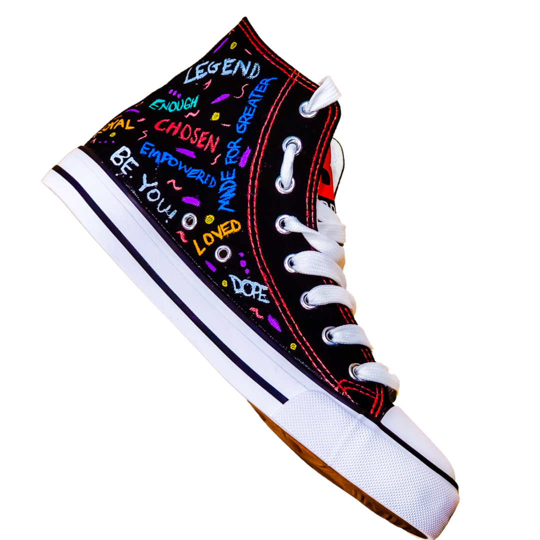 BE. CUSTOMIZED CANVAS SNEAKERS - Mens Black Multicolored